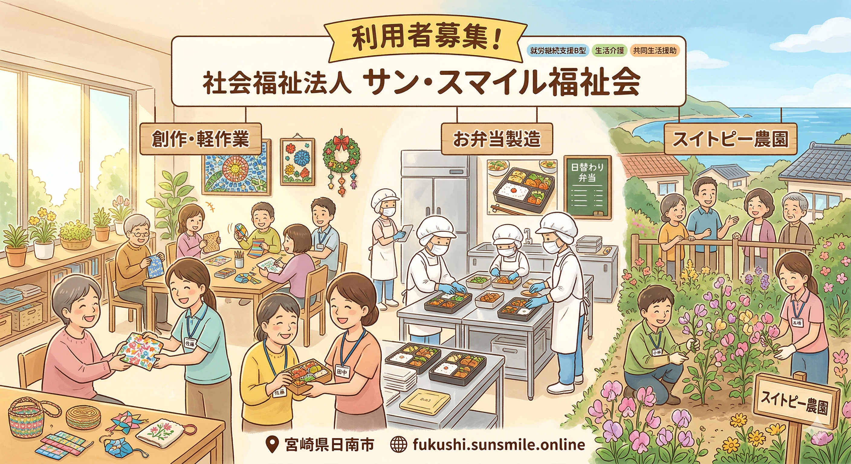 就労継続支援B型での明るい作業風景